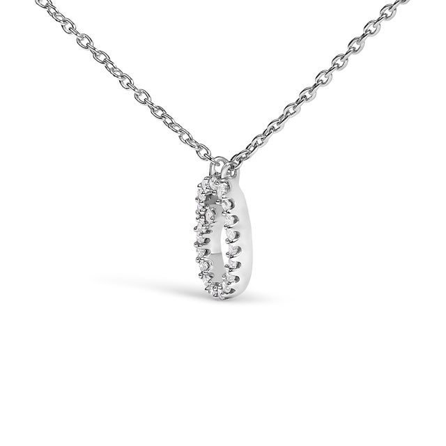 Contemporary 10K White Gold Diamond Accent "O" Initial Script Style Pendant Necklace For Sale - Image 3 of 5