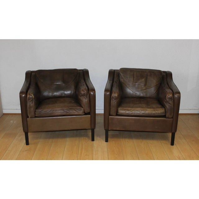 Leather Armchairs attributed to Borge Mogensen, 1970, Set of 2 For Sale - Image 6 of 15
