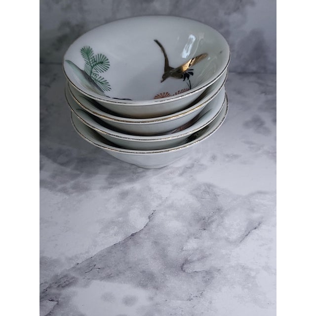 Antique White 1940s Japanese Open Salt Cellar Sauce Dish - Set of 4 For Sale - Image 8 of 8