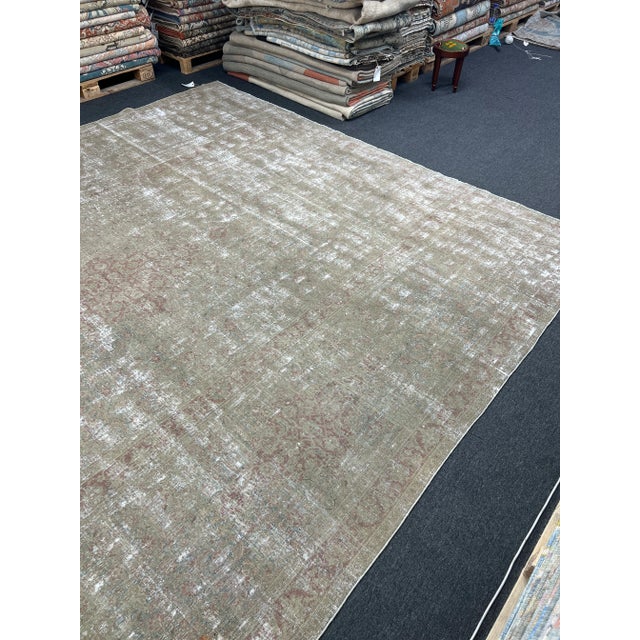 Textile Persian Vintage Hand-Knotted Rustic Tabriz Area Rug For Sale - Image 7 of 9