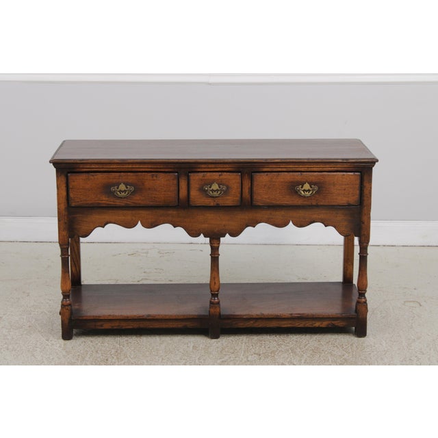 English English Tudor Oak 2 Tier Console Table For Sale - Image 3 of 14