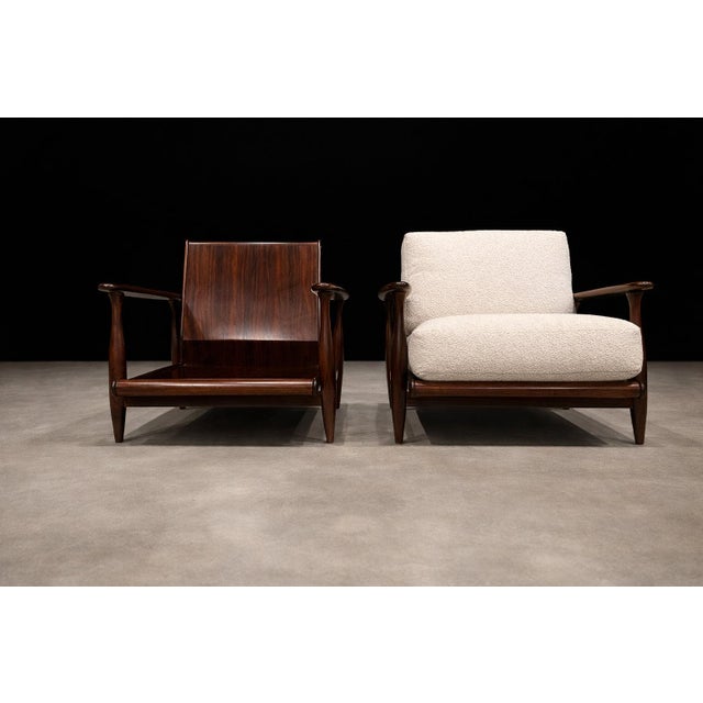 Wood Pair of Armchairs in Brazilian Rosewood & Bouclé by Liceu de Artes, 1960s – Lot 218 For Sale - Image 7 of 13