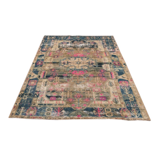 Shabby Chic Shabby Chic Vintage Handmade Scatter Wool Rug For Sale - Image 3 of 13