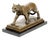 Art Deco style brown patinated bronze panther sculpture from the 20th century. This animal bronze sculpture represents a...
