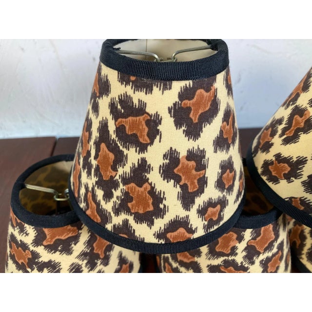 Boho Chic Leopard Print Chandelier Shades - Set of 6 For Sale - Image 3 of 4