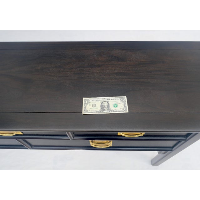 Mid 20th Century Black Lacquer Asian Inspired Horse Shoe Handles 5 Drawers Rolled Edges Sideboard For Sale - Image 5 of 18