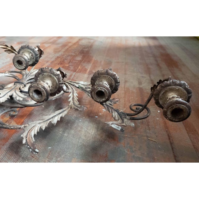 20th Century Large 40" Wide Italian Hollywood Regency Tole and Wood Wall Sconce For Sale - Image 11 of 18