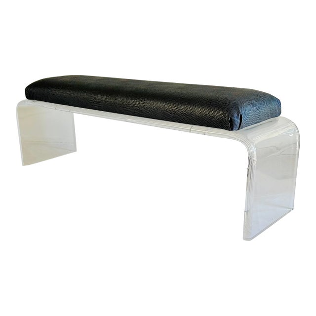 1970s Upholstered Lucite Waterfall Bench For Sale