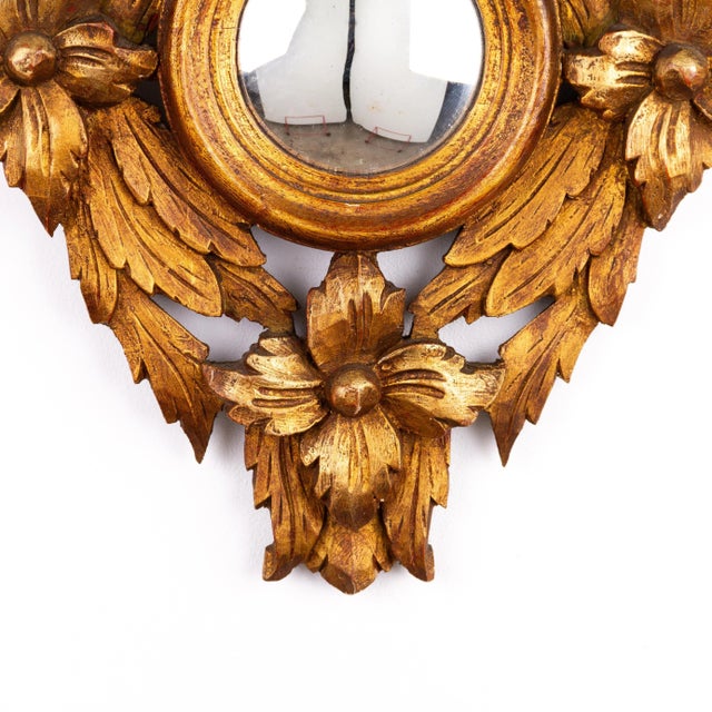 Rococo Giltwood Convex Mirror with Bow and Ribbon For Sale - Image 4 of 7