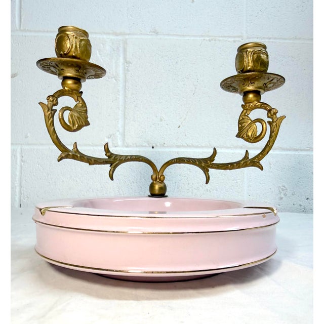 Vintage Pate Sur Pate Italian Pink Porcelain Gilt Bronze Ashtray Candle Holder For Sale In New York - Image 6 of 9
