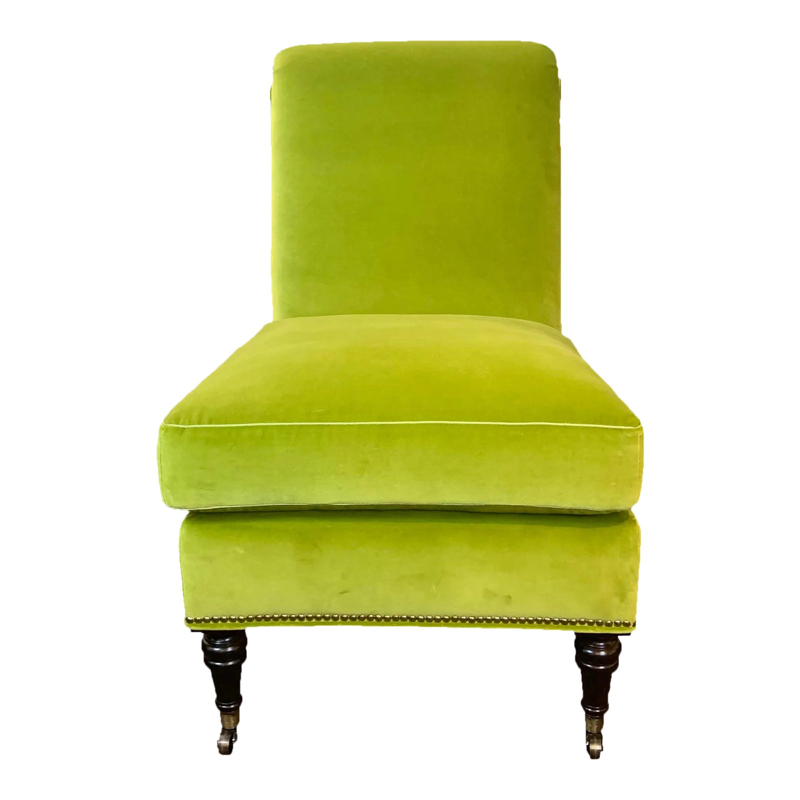 Custom Green Velvet Slipper Chair Chairish