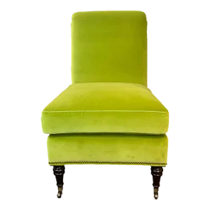Custom Green Velvet Slipper Chair
