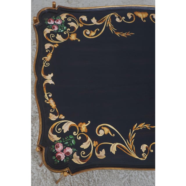 Regency Style Black & Gold Painted Iron Base Tray Table For Sale - Image 10 of 14