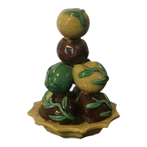Antique 18th Century Chinese Famille Vert Porcelain Altar Fruit Pyramid in the Kangxi Manner