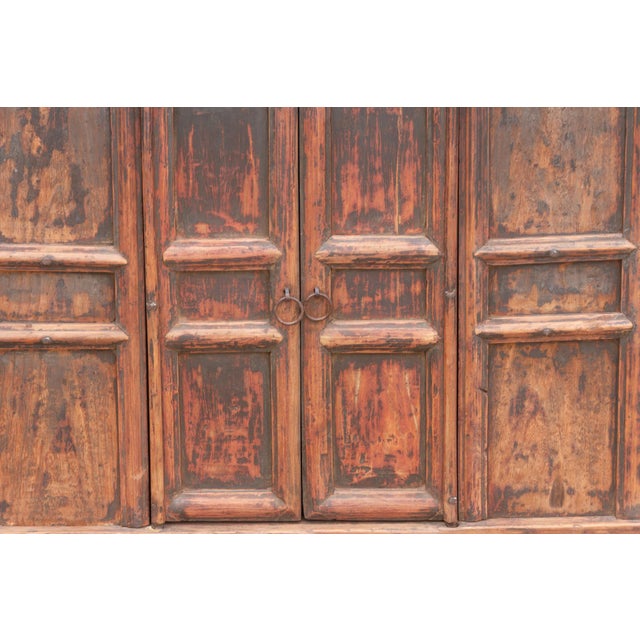 Antique Provincial 2 Door Rustic Asian Cabinet For Sale In Los Angeles - Image 6 of 11