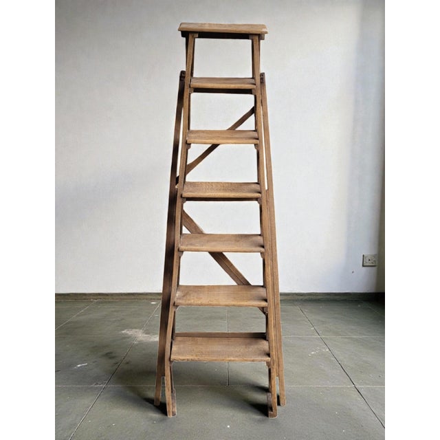 Wood Library Step Stool, 1950s For Sale - Image 7 of 9