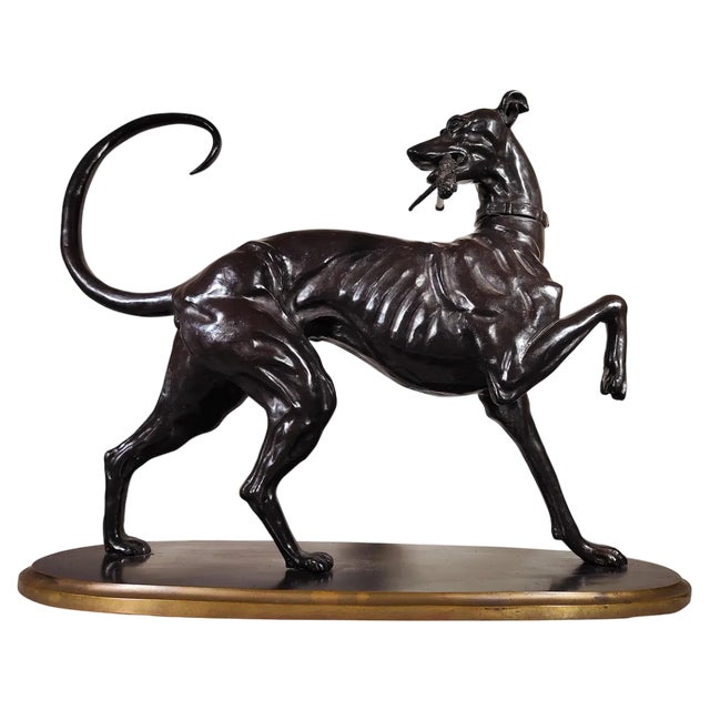 Large Art Deco Greyhound Dog in Bronze, 1900s For Sale
