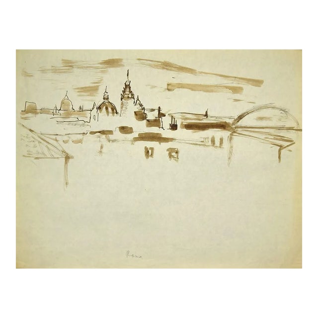 Herta Hausmann, View of Rome, Watercolor, Mid-20th-Century For Sale