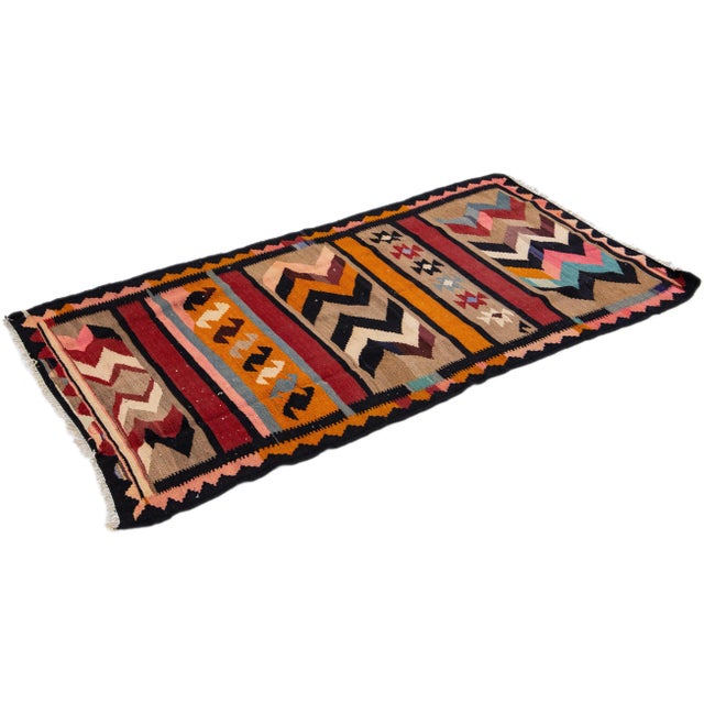 Textile Mid-20th Century Turkish Kilim Multicolor Handmade Tribal Wool Rug For Sale - Image 7 of 10