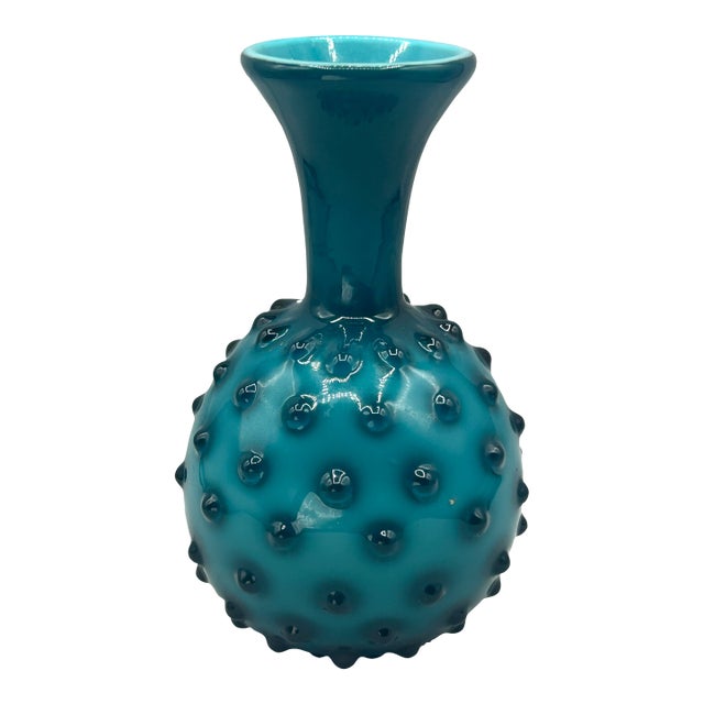 Empoli Hobnail Cased Glass Vase – Mid-Century Modern Italian Art Glass For Sale