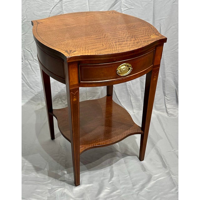 2000 - 2009 Mahogany Side Table With Satinwood Inlay by Baker, Historic Charleston Collection For Sale - Image 5 of 11