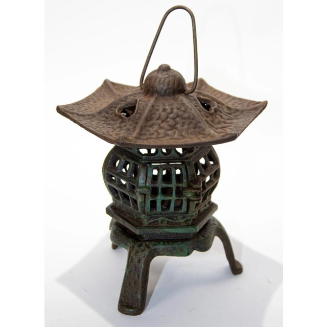 Japanese Iron Pagoda Garden Candle Lantern 1940's For Sale - Image 13 of 13