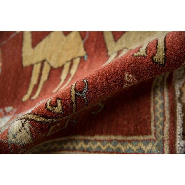 1990s Vintage Pictorial Armenian Herdsman Design Square Rug Mat - 1'10" X 2'5" For Sale - Image 5 of 10