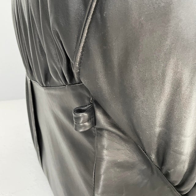 Set of Space Age French Black Leather Armchair Ottoman from Airborne, 1970s For Sale - Image 16 of 18