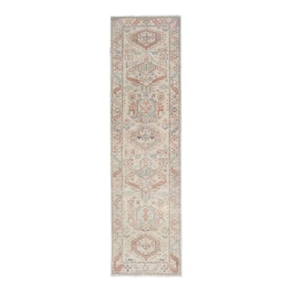 Afghanistan Heriz-Serapi Runner With Ivory Field and Soft Green Accents For Sale