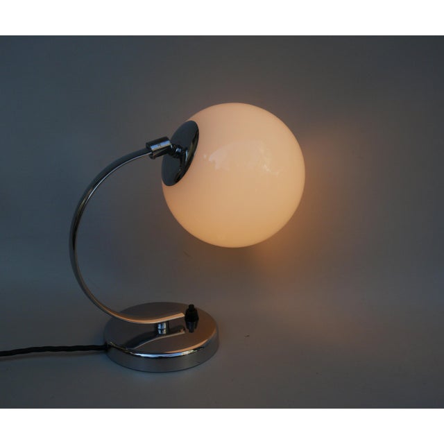 Vintage Art Deco Bedside Lamp with White Overlaid Glass Shade, Austria, 1930s For Sale - Image 10 of 18