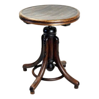 Art Deco Adjustable Piano Stool from Fischel, Former Czechoslovakia, 1920s For Sale