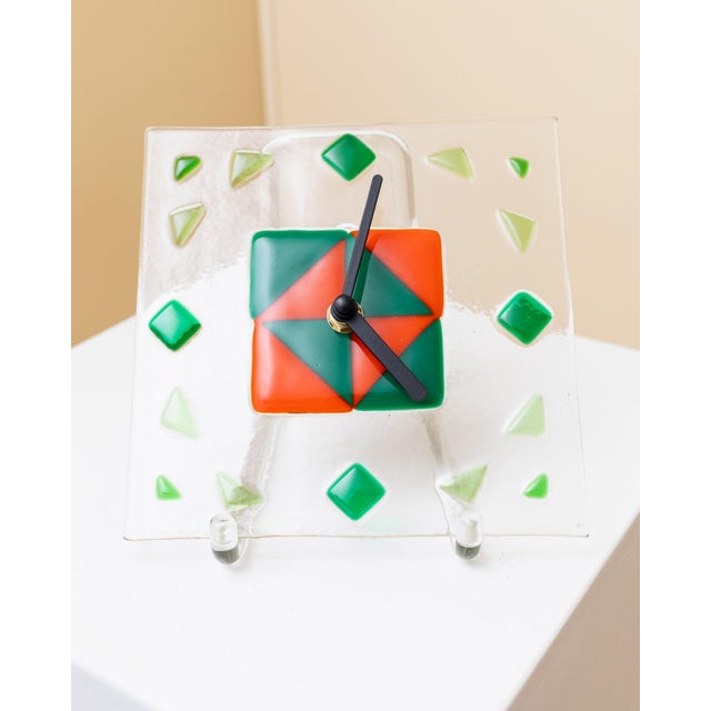 Vintage Glass Wall Clock, Italy, 1980s For Sale - Image 4 of 12