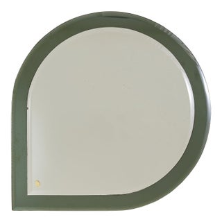Italian Green Glass Teardrop Wall Mirror in the Manner of Fontana Arte, 1950s For Sale
