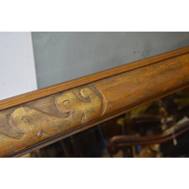 Wood 1970s Rectangular Wood / Plaster Wall Mantel Mirror With Gold / Bronze Swirl Patterned Overlay Edge For Sale - Image 7 of 12