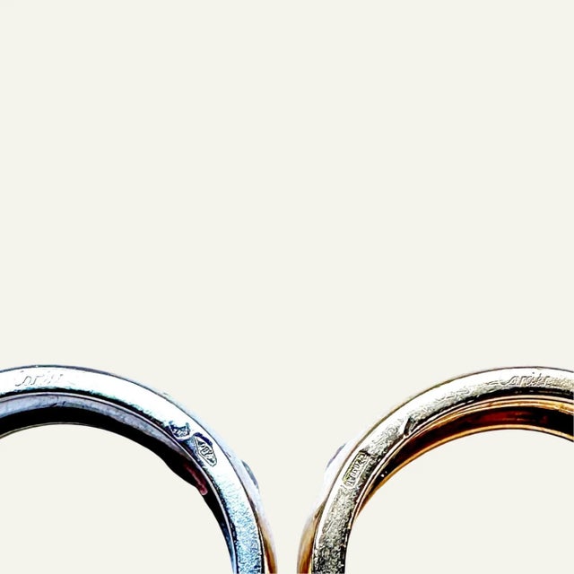 Cartier 1990s 18k Yellow and White Gold Cartier Undulating Stacked “Love Me” Bands Size 6.5 - 2 Pieces For Sale - Image 4 of 7