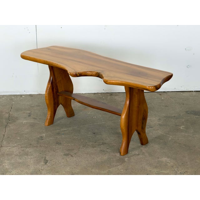 Sculptural Live-Edge Bench in Walnut, 1990s For Sale - Image 6 of 7