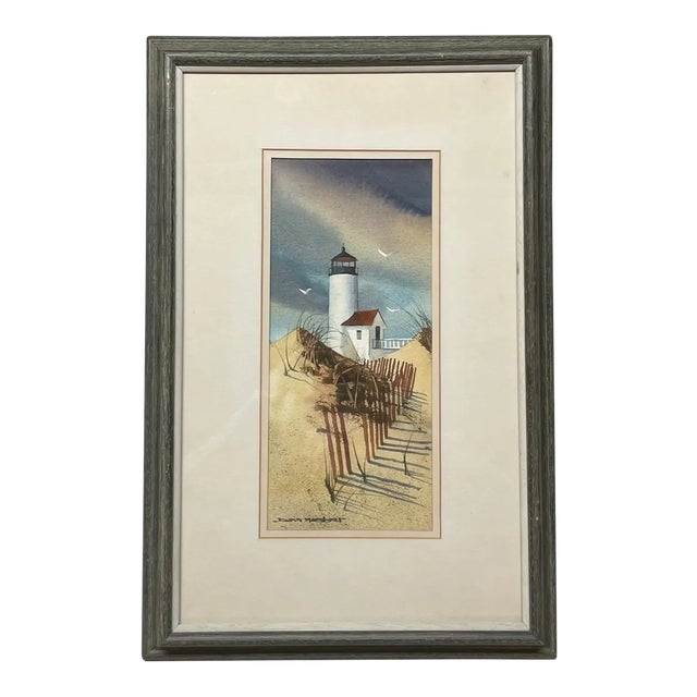 Vintage Donald Allen Mosher 'Rockport Lighthouse' Painting - Straitsmouth Light? For Sale