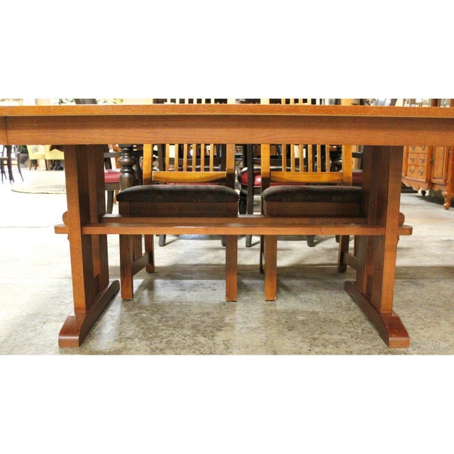 Late 20th Century Late 20th Century Bassett Mission Style Dining Table W/6 Chairs - Honey For Sale - Image 5 of 7