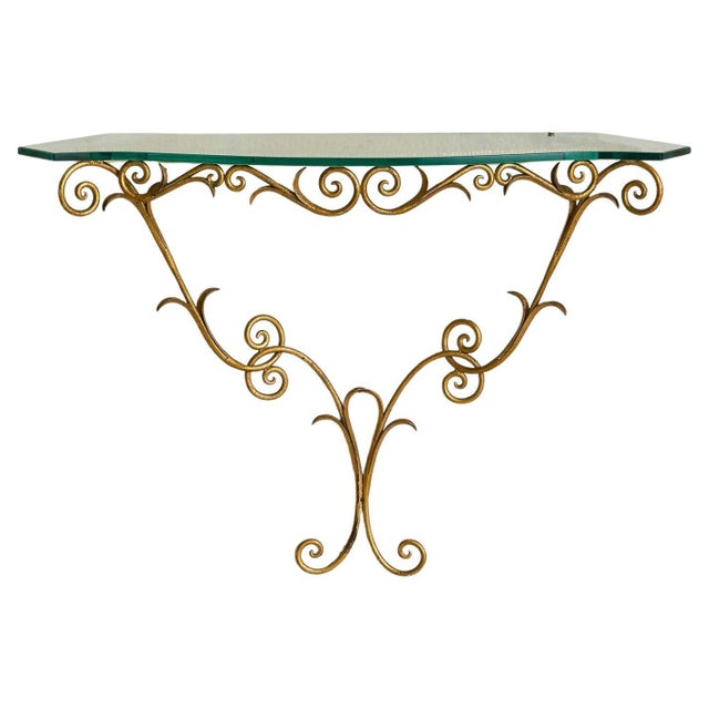 Metal Italian Gilt Iron Wall-Mounted Console in the Manner of Pier Luigi Colli, 1950s For Sale - Image 7 of 18