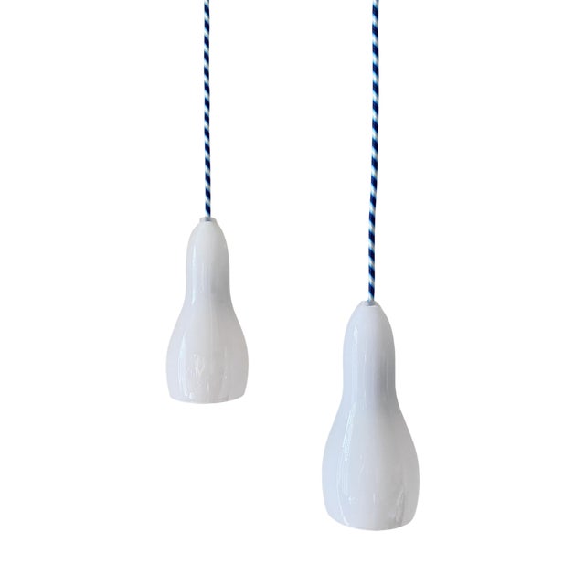 Pendant Lamps in White Opal Glass from Holmegaard, 1960s, Set of 2 For Sale