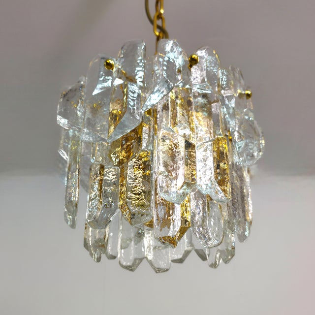 Small Palazzo Series Chandelier in Brass and Glass by J.T. Kalmar for Kalmar Franken KG, 1970s For Sale - Image 9 of 13