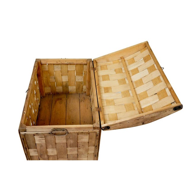 Brown Antique Rustic Scandinavian Hand Woven Storage Box, 1890 For Sale - Image 8 of 9