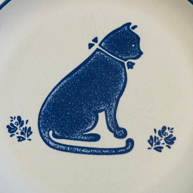 Blue Pfaltzgraff Yorktowne Stoneware Cat Salad or Dessert Plates - Set of 4 For Sale - Image 8 of 12