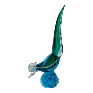 Mid 20th Century Murano Style Glass Pheasant Sculpture For Sale