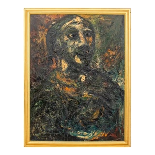 1950s Joachim Probst Portrait of Figure Oil on Masonite For Sale