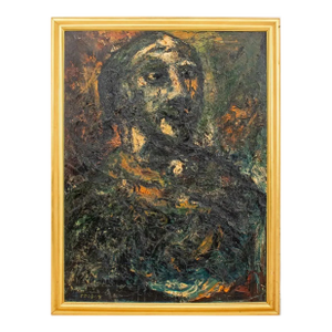1950s Joachim Probst Portrait of Figure Oil on Masonite