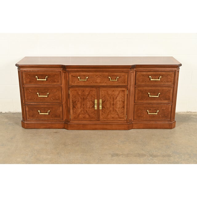 A gorgeous Mid-Century Modern Hollywood Regency nine-drawer dresser or credenza By Drexel Heritage USA, Circa 1970s...