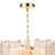 Panes of striking water glass adorn the large Glacier chandelier to create a dynamic piece full of movement. The glass...