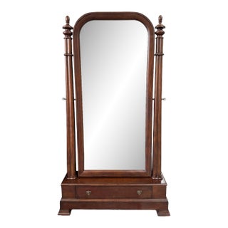 Bassett Furniture Floor Mirror With Drawer For Sale