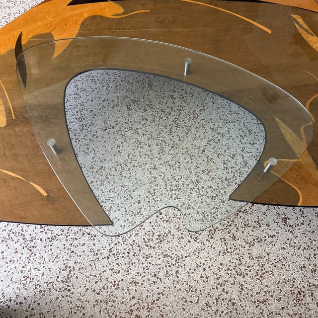 1980s Carlo Malnati MCM Triangle Glass Platter Coffee Table For Sale - Image 4 of 18